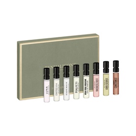 Penhaligon Fragrance Set containing eight miniature perfume vials in a sage green gift box