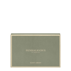 Penhaligon's Scent Library fragrance set in sage green gift box with gold border detailing