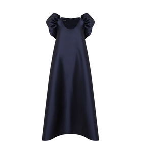 Cleo Frill-Sleeve Satin Dress