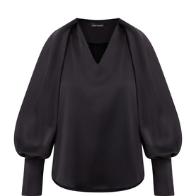 River Draped Shoulder Satin Blouse