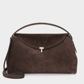 T-Lock Suede Clutch Bag