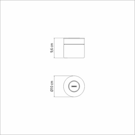 Tramontina clear container technical diagram showing dimensions: 9.6cm height and 10cm diameter with lid detail.