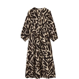 Zebra Belted Flared Dress
