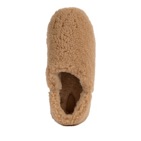 Emu camel sherpa slippers with plush teddy fleece upper and cushioned footbed, top-down view