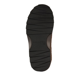 Emu Chocolate slippers sole view, featuring textured black rubber outsole with cross-hatch tread pattern.