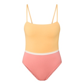 Eres swimsuit in pink and yellow colour-block with thin adjustable straps and high-cut briefs