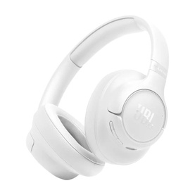 JBL Tune 730BT Wireless Over-Ear Headphones in white, cushioned oval ear cups with padded adjustable headband