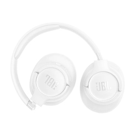 JBL Tune 730BT Wireless Over-Ear Headphones in white, shown flat with padded ear cups and headband visible