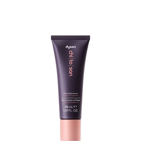 Dyson Chitosan Post Style Serum Mini 30ml in a dark purple tube with rose gold cap, 30ml hair treatment serum