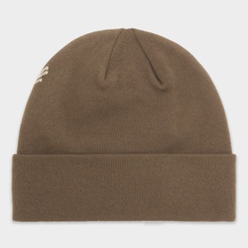 Arcteryx beanie hat in Mongoose brown with ribbed cuff and small logo detail in Sea Salt cream