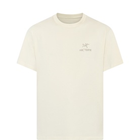 Arcteryx Sea Salt crew-neck cotton T-shirt with small embroidered bird logo on chest
