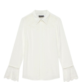 Lace Trim Embroidered Shirt