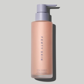 Fenty Skin Total Cleanser in a peach pump bottle with lilac cap, full-size format
