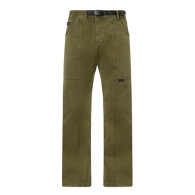 Gramicci Gadget Belted Trousers in olive, straight-cut leg, adjustable belt with clip buckle, cargo pocket detail, tonal stitching