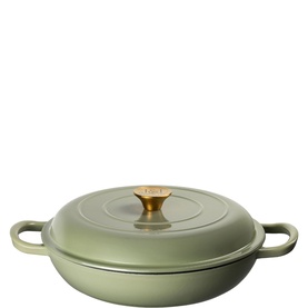 30cm Cast Iron Sage Green Shallow Casserole