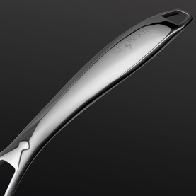 Prochef Signature 26cm Pressed Ceramic Saut&eacute; Pan, polished stainless steel handle detail with engraved branding visible