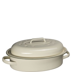 4L Enamelled Sage Green Self-Basting Roaster With Lid