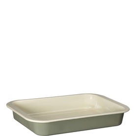 Large 41cm Enamelled Sage Green Roaster