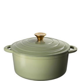 26cm Cast Iron Sage Green Round Casserole