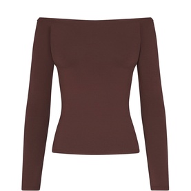 Long Sleeve Off The Shoulder Top Cocoa