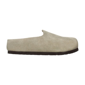 Birkenstock Amsterdam Wrapped Suede Flats in brown, slip-on mule silhouette with suede upper and dark brown sole