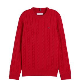 Flag Logo Cable Knitted Sweater