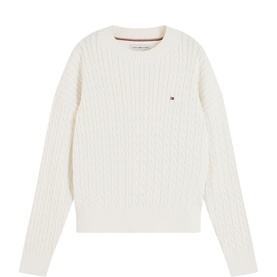 Flag Logo Relaxed Cable Knitted Sweater