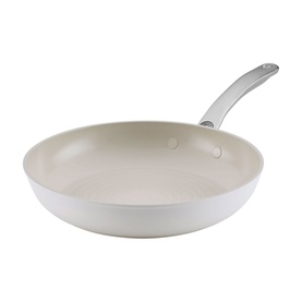 Circulon Halo with LaserDefense&trade; Non Stick Ceramic Frying Pan 25cm in white with silver handle, smooth ceramic interior