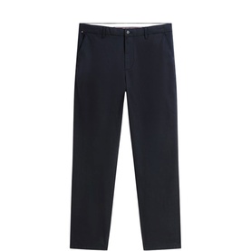 Tommy Hilfiger navy blue men's chino trousers, flat front with button fastening and side pockets