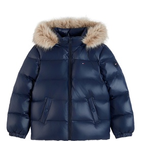 Essential Flag Logo Faux-Fur Trim Down Jacket