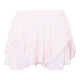Isabel Marant Etoile light pink cotton shorts with layered scallop-edged hem and elasticated waistband