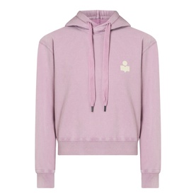 Isabel Marant Etoile rosewood cropped hoodie with ecru logo patch, drawstring hood, and ribbed cuffs and hem