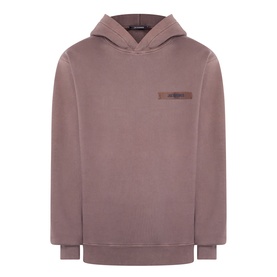 Jacquemus brown cotton hoodie with small branded chest patch and kangaroo pocket, ribbed cuffs and hem