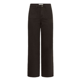 Kaffe wide-leg trousers in Coffee Bean, high-rise waist with front patch pockets and clean finish