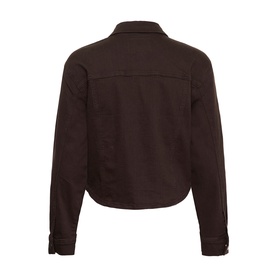 Kaffe Coffee Bean cropped denim jacket, rear view, button cuffs and shirt collar detail