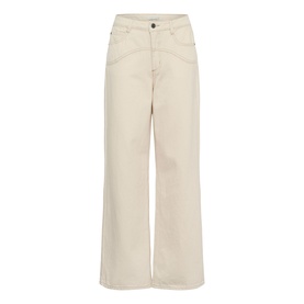 Kaffe off white washed wide-leg high-rise jeans with five-pocket styling and subtle tonal stitching detail