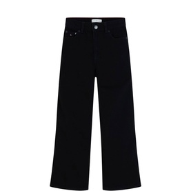 Tommy Hilfiger children's wide-leg jeans in clean black denim, high-rise waist with button fastening, five-pocket style
