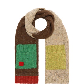 Colour-Block Wool Tweed Scarf