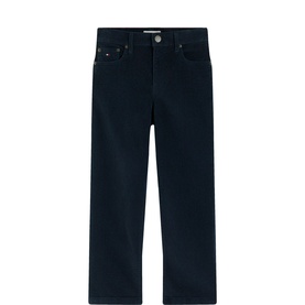 Tommy Hilfiger children's dark blue straight-leg jeans with five-pocket styling and logo badge at waist