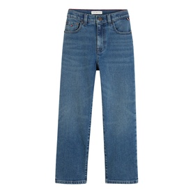 Tommy Hilfiger children's vintage medium stretch straight-leg jeans in mid-blue denim with five-pocket styling