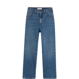 Tommy Hilfiger children's vintage medium stretch straight-leg jeans in mid-blue denim with five-pocket styling