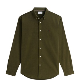 Tommy Hilfiger men's Huntsman Green long-sleeve shirt with button-down collar and embroidered chest logo