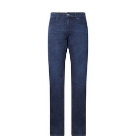 Seven Jeans 3049 straight-leg jeans in Blue Earth with classic five-pocket styling and subtle fading detail