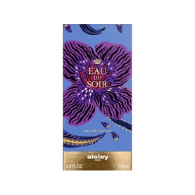 Sisley Eau du Soir Eau de Parfum 100ml in illustrated purple floral limited edition packaging with gold base