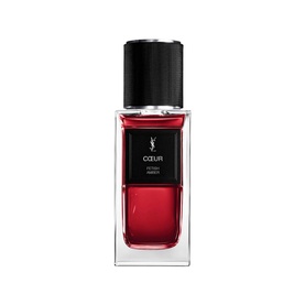 YSL Coeur Eau de Parfum in a red and clear glass bottle with black cap, unisex fragrance EDP