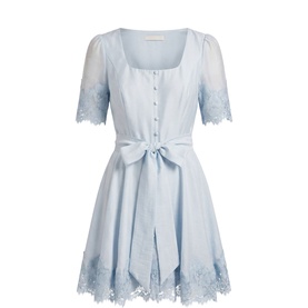 Alana Lace Trim Mini Flared Dress