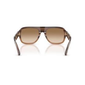 Burberry beige sunglasses, rear view showing aviator-style frames with gradient brown lenses and gold-tone hinges