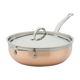 Hestan Copperbond Essential Pan with Helper Handle 28cm in copper, stainless steel lid and handles, five-layer construction, induction suitable