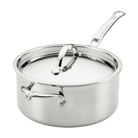 Hestan ProBond Luxe Covered Saucepan 22cm in polished stainless steel with helper handle and fitted lid