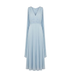 Leia Pleated Cape Flared Dress